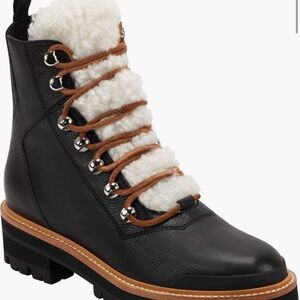 Marc Fisher Black Leather Shearling Boots